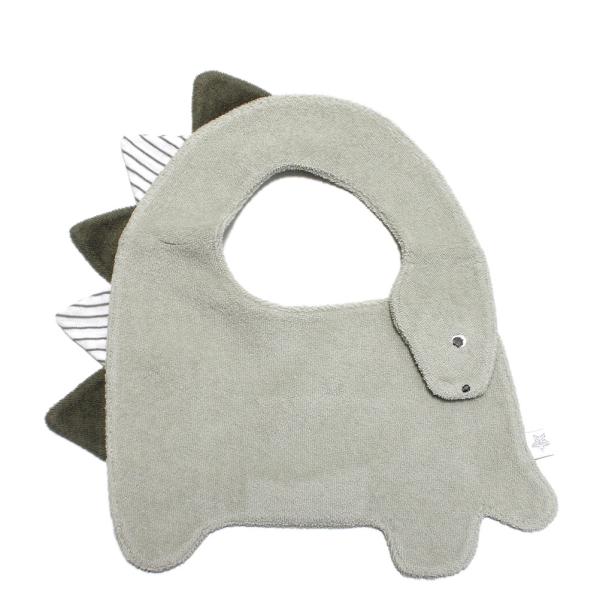 mocmof モクモフ“モクモフ”の恐竜 スタイ・首の長い恐竜をモチーフにしたユニークなデザインのスタイ・ストライプのトゲトゲがアクセント・柔らかい肌触りのパイル地・マジックテープで着脱可能・開きが前側についているので寝た状態でも付け外し簡...