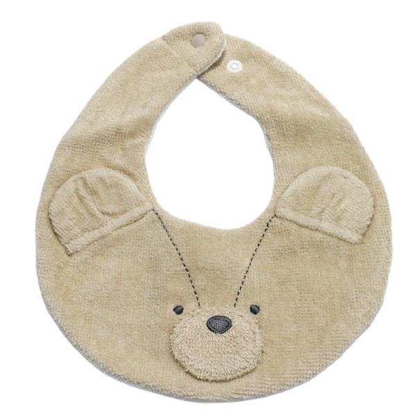 mocmof モクモフ“モクモフ”のテディベアスタイ・立体的なテディベアモチーフのスタイ・ふんわりした素材で優しいつけ心地・裏はパイル地で吸水性も抜群・よだれがお洋服まで染みにくいしっかりとした厚み・首周りはスナップボタンで2段階サイズ調節...