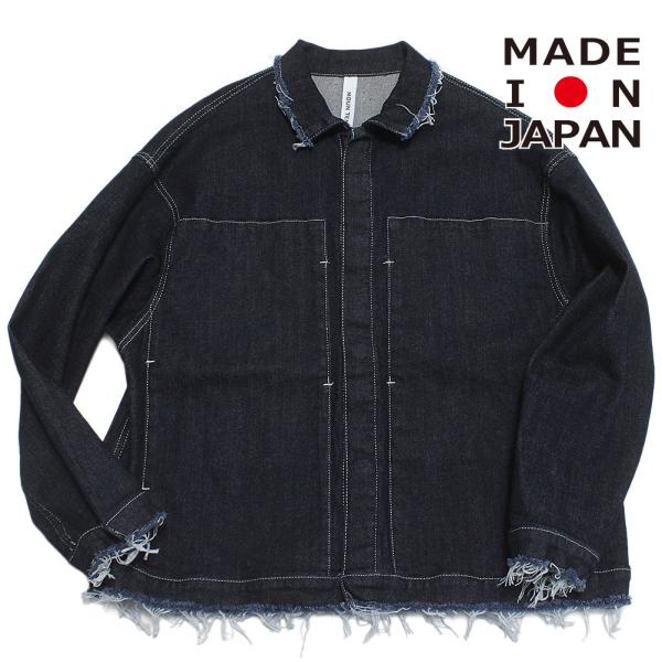 MOUN TEN. マウンテン“マウンテン”のdenim work ブルゾン(organic cotton)・フロントの大きなポケットがポイントのデニムジャケット・前面は隠しボタンでスッキリとした雰囲気・袖と襟、裾口はカットオフでラフな印象...