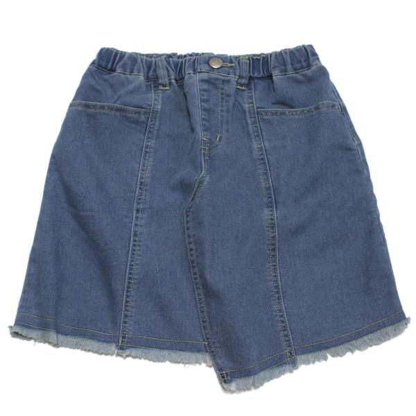 make your day メイクユアデイ“メイクユアデイ”のリメイクスカート・シンプルで着まわしやすいデニムスカート・ストレッチデニム素材を使用・リメイク風デザインが印象的・ウエストは総ゴム仕様で飾りボタン付き・季節問わず着用可能mode...