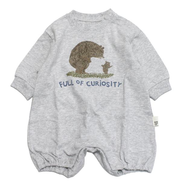 make your day メイクユアデイ“メイクユアデイ”のくまの親子ロンパース・柔らかなタッチのくまのイラストをプリント・首元と股下がスナップボタン開き・同デザインのTシャツ(myd540101,mydb540101)も展開あり・マチ付...