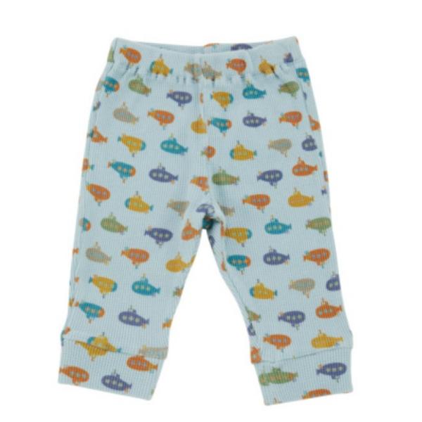 Ocean＆Ground オーシャン＆グラウンド“オーシャン＆グラウンド”のソウガラワッフルベビーレギンス・カラフルな潜水艦やお花柄の総柄レギンス・9分丈・柔らかく穿き心地のいいワッフル素材・デイリー使いしやすいアイテム注意事項 : モデル...