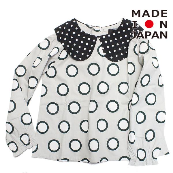 pilkku ピルック“ピルック”のダブルドットビッグカラーブラウス・異なるドット柄を合わせたデザインがインパクトのあるブラウス・大きな丸襟が存在感のある仕上がりに・丈夫でハリ感のあるワイドシルエットのボディ・背面はボタンで開閉可能mode...