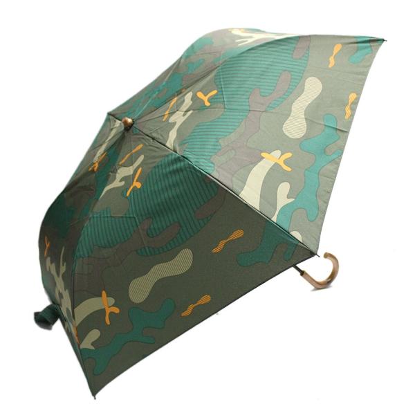 レイングッズ "サンキューニプリュスエム 子供服 キッズ 傘" 折りたたみ傘/大人 camouflage topless アンブレラ (グリーン/50cm) グリーン