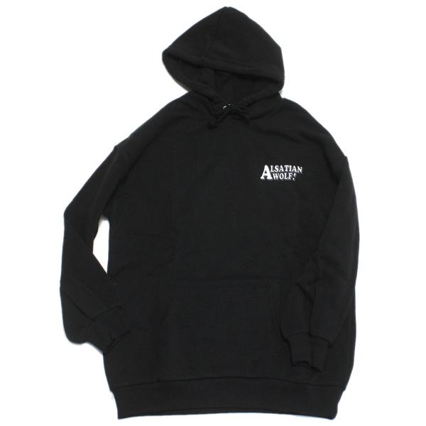 RiCO SUCRE リコシュクレ“リコシュクレ”のウルフプリントフーディー・柔らかく着心地のいい裏起毛プルオーバー・バックにはWOLFDOGをプリント・程よいオーバーシルエットで着回しやすい・カンガルーポケット付き関連キーワード:子ども服...