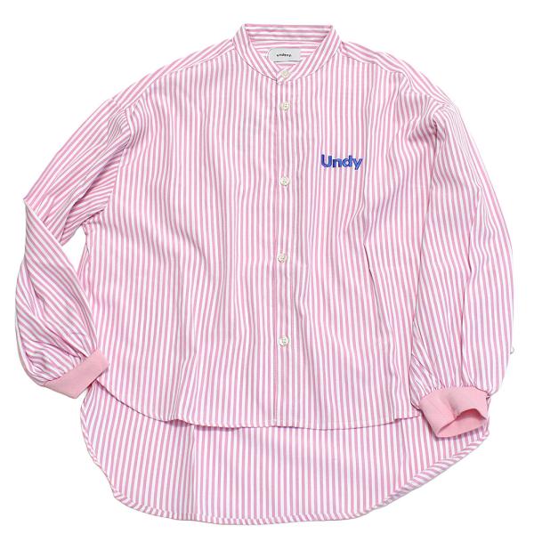 【美品クリーニング済】yori ミニフリルストライプシャツ(ピンク38) undeny. シャツ・ブラウス 