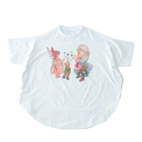 半袖Tシャツ "ユニカ" 夢あそびイラストまんまるTシャツ 宇宙おはじき(A3)