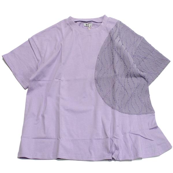 セール 「50%OFF」 半袖Tシャツ "ユニカ" サークルウェーブラインタックT ライトパープル(41)