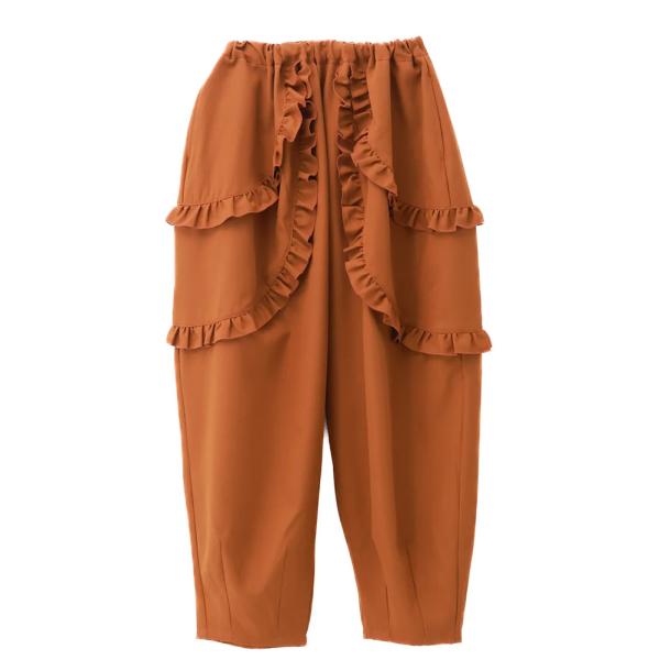 ロングパンツ "ユニカ" ダブルフリルサルエルパンツ キャメル(27)