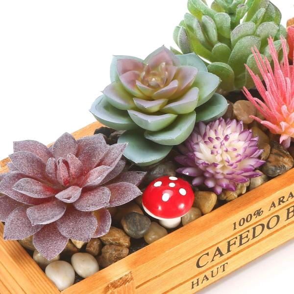 フェイクグリーン おしゃれ盆栽 カラフル人工多肉植物寄せ植え ウッドボックスセット 水やり不要 枯れないイミテーショングリーン 光触媒防臭抗 水やり不要 Millionaire Millionaire キッチン家電 Shop
