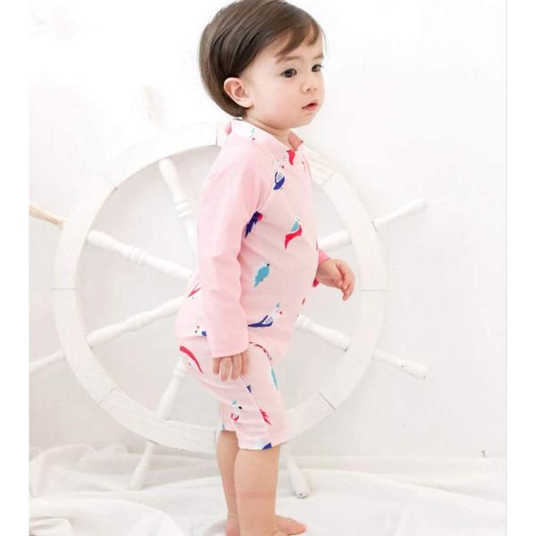 Ymgot ベビー 水着 女の子 ラッシュガード 鳥柄 キッズ 水着 キャップ付き 2点セット スイムウェア スイミング S 身長75cm Morenotafurt Com