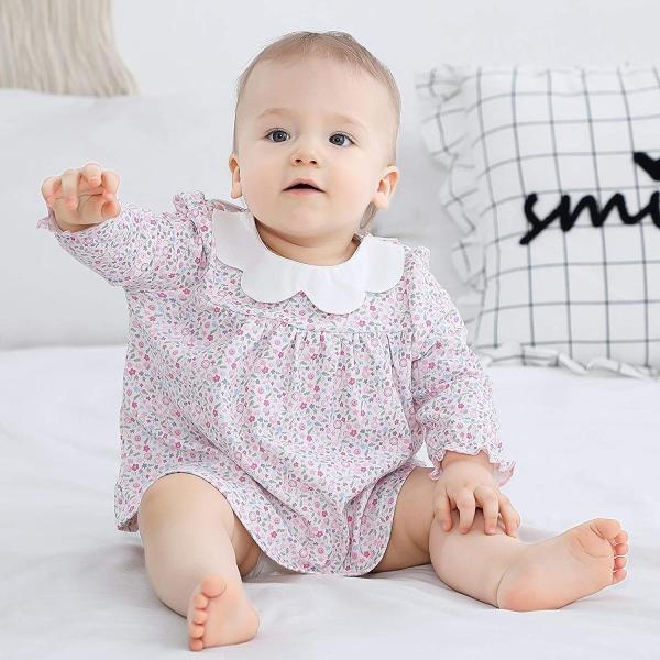 Cotton Fairy ベビー 花柄 ワンピース おしゃれ ボサボサ スカート かわいい 赤ちゃん 女の子 お姫様 ドレス 花の襟付け ベ Supersport Tn