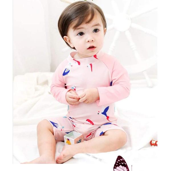Ymgot ベビー 水着 女の子 ラッシュガード 鳥柄 キッズ 水着 キャップ付き 2点セット スイムウェア スイミング L 身長95cm Www Nlqp Com