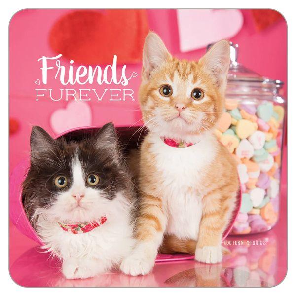 アートと実用性を兼ね備えた素敵なアイテム約9cm四方のサイズで、ハードボード製のしっかりとした作り裏面はコルクで滑りにくく、テーブルを傷つけませんかわいい２匹の子猫の写真はとても愛らしく、癒されますお茶の時間をもっと楽しく、特別なものにして...