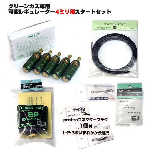 CO2レギュレータ フォアグリップタイプ 38g メーター付き外部ソース グリーンガス専用可変レギュレーター 4ミリ用スタート セット ガスガン