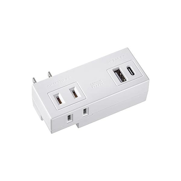 他サイト： サンワサプライ モバイルタップ (AC×2個口＋USB-A×1＋Type-C×1) TAP-MUC1AC2Wの商品画像