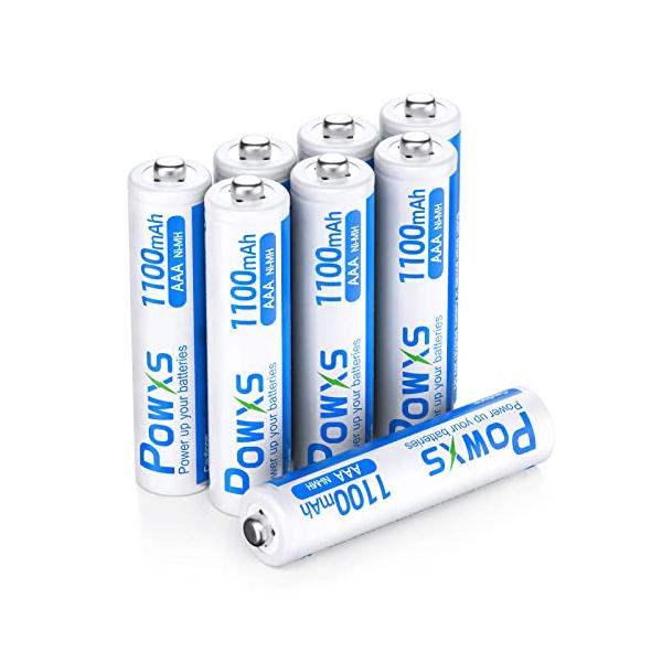POWXS 単4電池 充電式 ニッケル水素 単四充電池 高容量1100mAh 約1500回使用可能 ケース付き８本入り 低自己放電 液漏れ防止