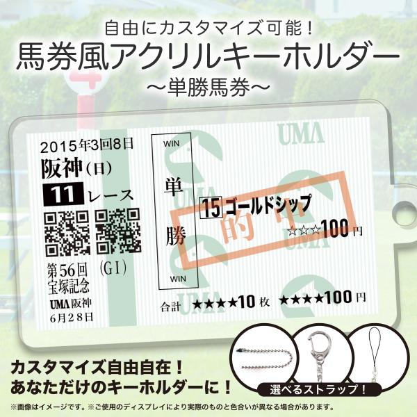 馬券風 アクリルキーホルダー 単勝馬券デザイン 名入れ オリジナル