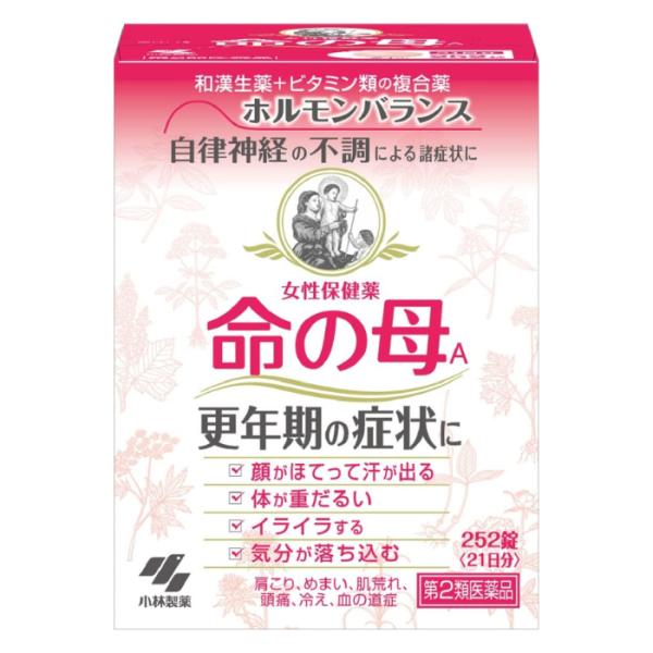 【第2類医薬品】命の母A 252錠 小林製薬【特徴】デリケートな女性の身体の仕組みを考えて作られた女性保健薬※1です・13種類の生薬とビタミン類、カルシウムなどを配合※2。穏やかに効いていきます・血行を促し体を温めることで、女性ホルモンと自...