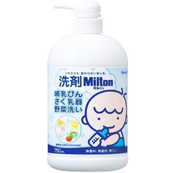 洗剤Milton 哺乳びん・さく乳器・野菜洗い 本体 750mL 杏林製薬無香料・無着色・無リン、植物性成分だから安心して使えます。泡立ちよくスッキリしっかり洗えます。野菜も洗えて、赤ちゃんが口にするものに使えます。赤ちゃんの安心を考えて作...