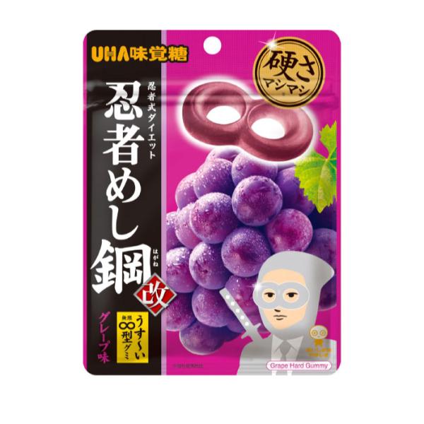 「忍者めし鋼 グレープ味」は、超ハードな弾力が特長の噛みごたえ抜群グミ。一般的なグミとは一線を画す“鋼”の名にふさわしい硬さで、しっかり噛むことで集中力を高め、気分転換にも最適です。噛みしめるたびに広がる、ジューシーでコクのあるグレープの風...