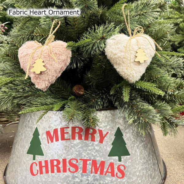 クリスマスオーナメント ファブリックハートオーナメント ホワイト・ピンクいずれかお選びください。