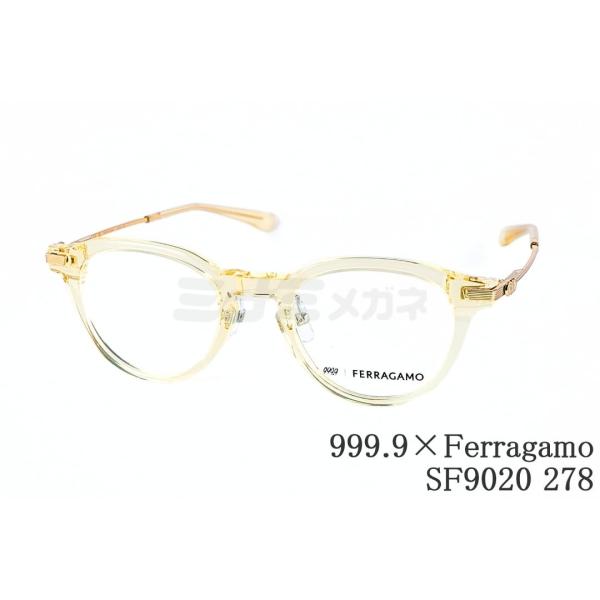 Ferragamo メガネ ゴールドフレーム 14K 金張り ケース付 レトロ 999.9（フォーナインズ） 999.9×Ferragamo メガネ SF9020 278 コラボ