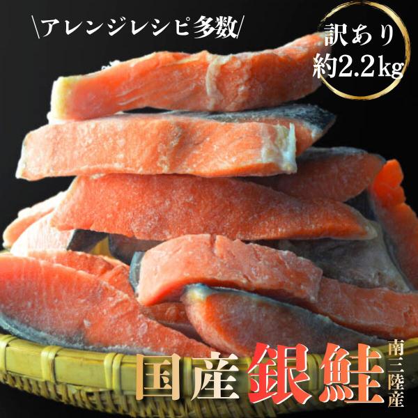 訳あり 銀鮭 切身 約2.2kg 無塩 南三陸産 宮城県 不揃い 鮭 さけ サケ 冷凍 家庭用 おかず 弁当 塩焼き ムニエル ホイル焼き 南三陸ホテル観洋 阿部長商店