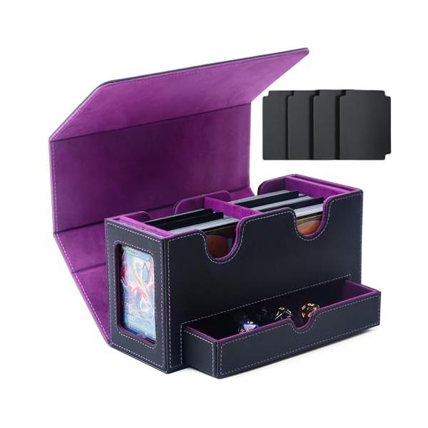 AWESOPAL デッキケース トレカケース、2つのディスプレイウィンドウと