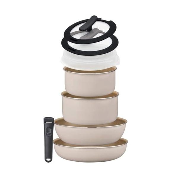 エバークック フライパンセット 9点セット 着脱式 IH対応 アイボリー