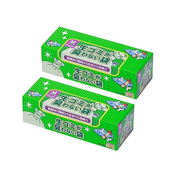 他サイト： 驚異の防臭袋 BOS (ボス) 生ゴミが臭わない袋 2個セット 生ゴミ処理袋【袋カラー：白】 (Mサイズ 90枚入)の商品画像