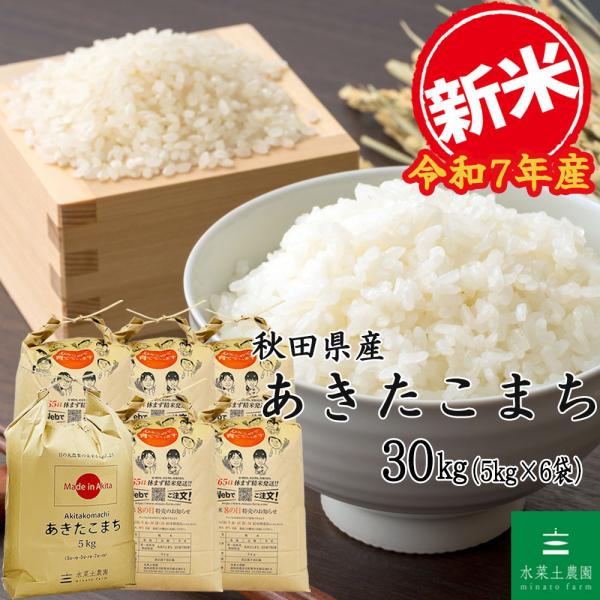 あきたこまち 新米 お米 米 30kg （5kg×6袋） 秋田県産 精米 白米 農家