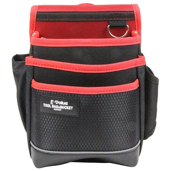E-Value 腰袋 3段 ブラック&レッド EDK-2D RD 4977292148863 [収納用品