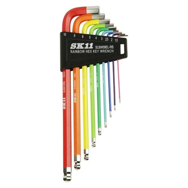 他サイト： SK11 レインボー六角棒レンチセット SLBW09EL-RB 4977292209366 [六角棒レンチ ボールポイントセット]の商品画像