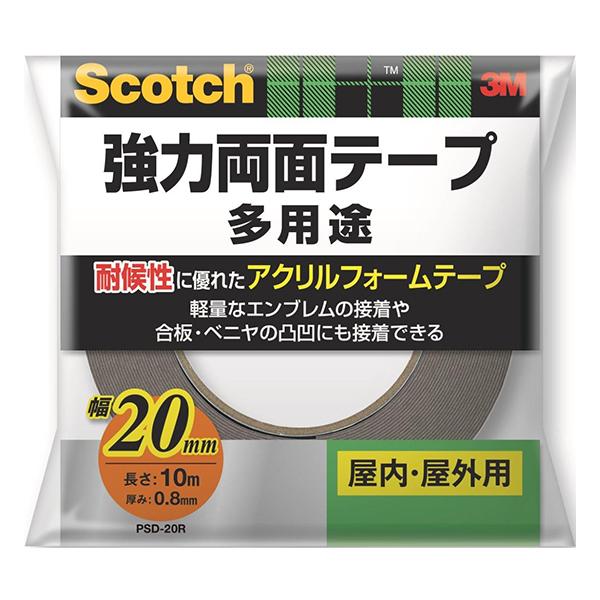 3M スコッチ 強力両面テープ多用途 アクリルフォーム 0.8mm×20mm 3M スコッチ 強力両面テープ多用途 アクリルフォーム 0.8mm×20mm