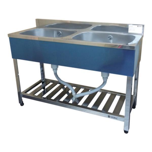 アズマ 二槽シンク(ホース付) 1200×450×800 KP21200 [KP2-1200][r21 