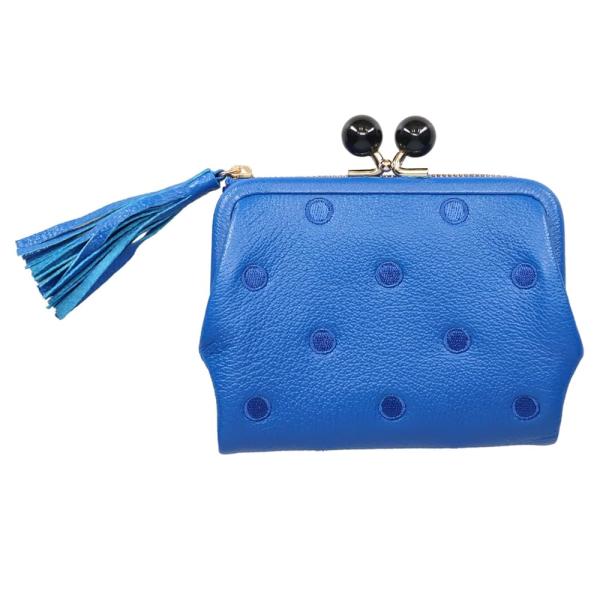 財布 レディース がま口財布 ブルー ドット ペルケ Perche