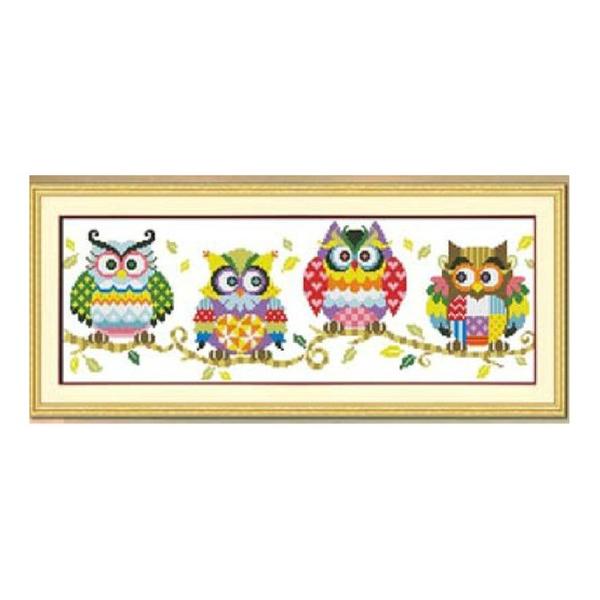 ふくろう 4羽 刺繍キット クロスステッチ キット 上級者 刺繍 ふくろう 4羽 刺繍キット クロスステッチ キット 上級者 刺繍