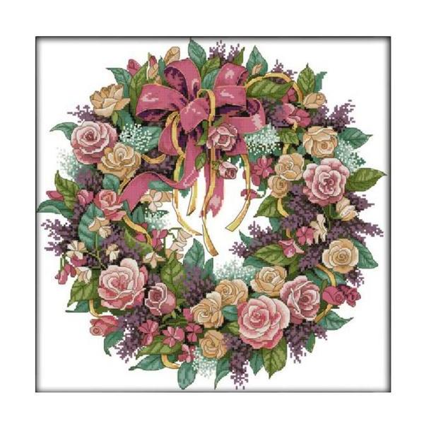 ローズリース刺繍額装