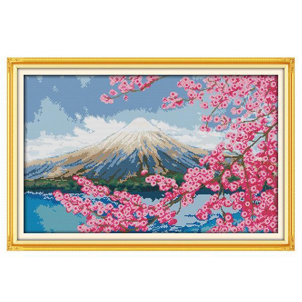 花咲く 富士山 刺繍キット クロスステッチ キット 上級者 刺繍