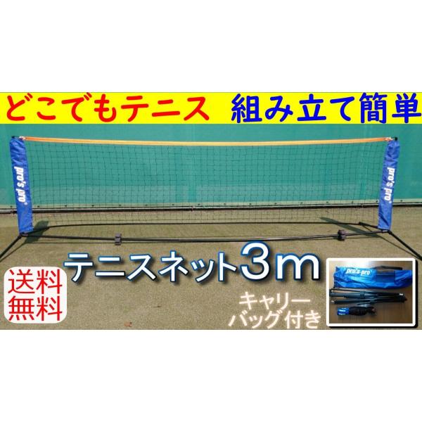 どこでもテニス　テニスネット 横3メートル 高さ80cm   持ち運びケース付　prospro