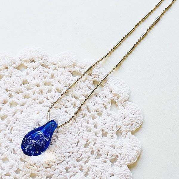 琉球ガラス×浄化の塩ペンダントトップ ネックレス（生命の海・ブルー