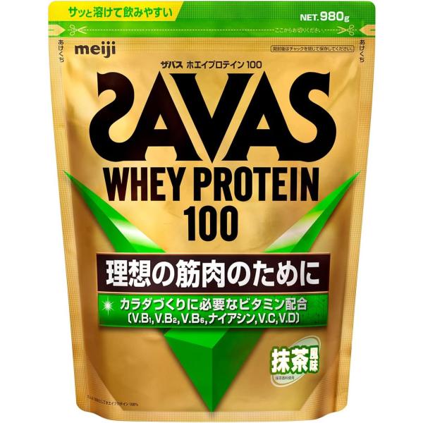 他サイト： ザバス(SAVAS) ホエイプロテイン100 抹茶風味 980g 明治 ホエイ プロテイン トレーニング タンパク質 筋肉 ビタミンの商品画像