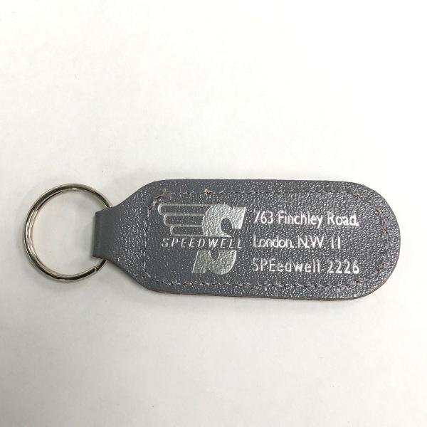 DELVAUX グレー レザー キーホルダー Pin-D-Key-Ring-Taurillon-Soft-