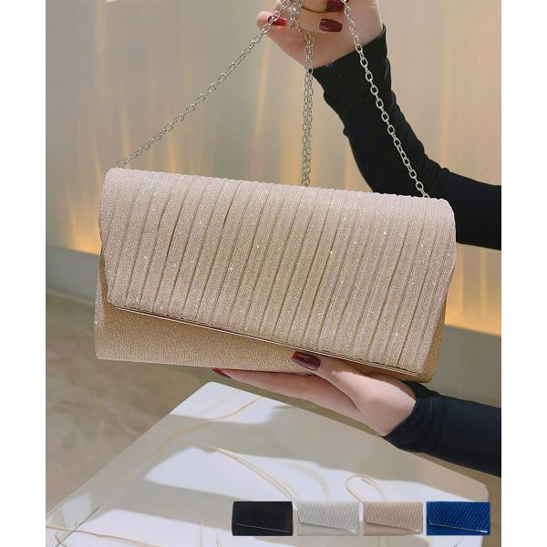 素材：ポリエステル+合金カラー：ブラック/シルバー/シャンパンゴールド/ロイヤルブルーサイズ：高さ:約13.5cm 底横幅:約25cm マチ:約5.5cm ショルダー:約120cm（調節不可、取り外し可）重さ：約250g裏地：あり内ポケット...