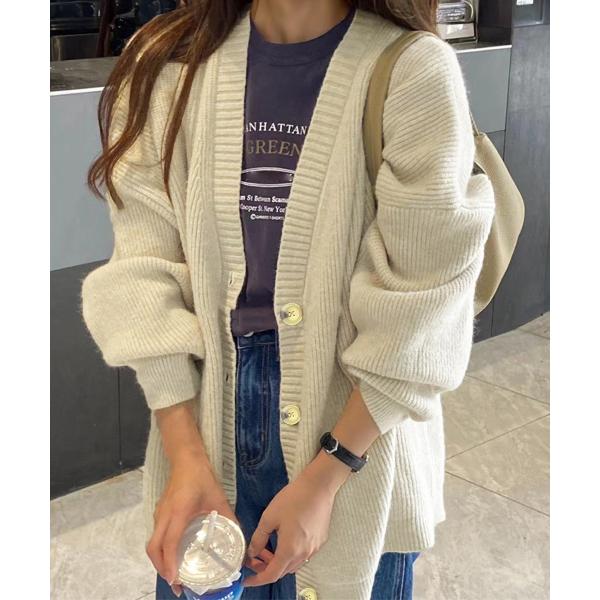 LOCAL厚手ニットカーディガン miniministore ニットカーディガン Vネック 中厚手秋冬
