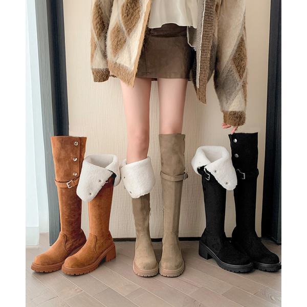 ニーハイブーツ ロングブーツ スエード調