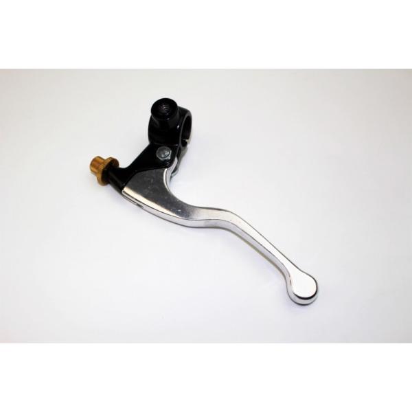 ■特長ショートサイズのミニバイク向きレバーです。真鍮製アジャスターを採用したことで、走行中にアジャスターナットが緩みにくい仕様です。レバーはシルバー、取り付けホルダーはブラックのツートンカラーです。■仕様ショートタイプレバーL 130mm（...