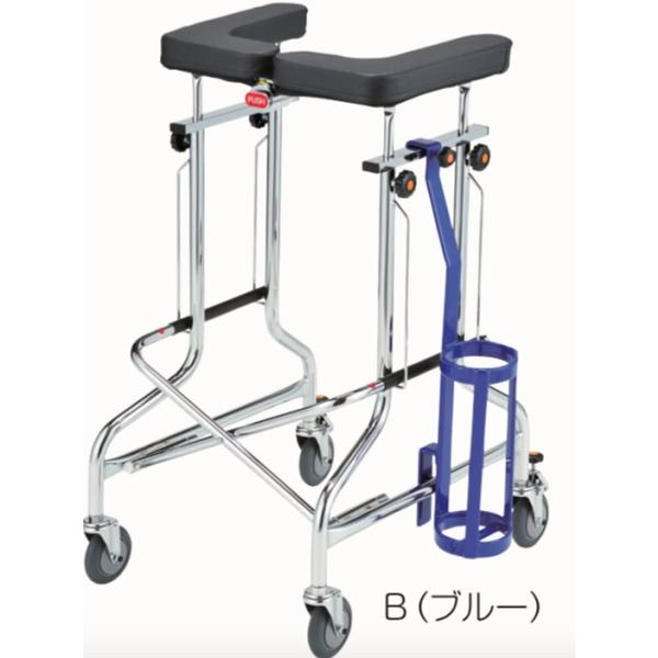 アルコー歩行車に取り付けることができます　300L・500Lボンベに対応　表面をコーティングしている為、歩行車と接触しても音鳴りがしにくくなっています材質 スチール製　PVCディップ加工重量 2kg