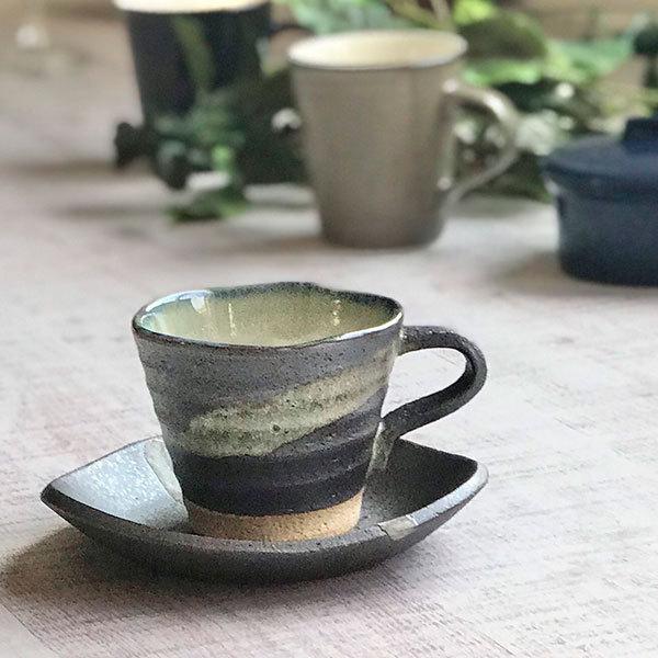 黒銀彩雲流コーヒー碗皿 和食器 コーヒー碗・受皿 業務用 和風 来客用